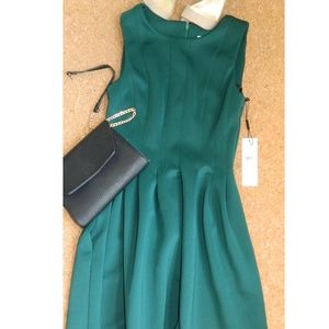 Calvin Klein Scuba Fit & Flare Pleated Dress